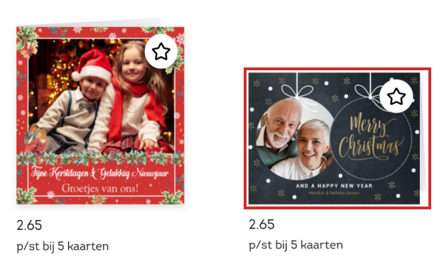 Kerstkaarten via Greetz